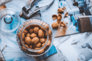 Almonds in a jar.